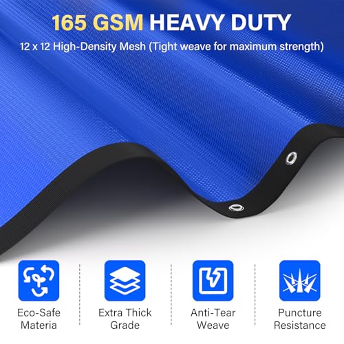 15FT Round Pool Liner Pad for Above Ground Pools, 165 GSM Thickened Puncture-Resistant Under Mat (16FT Actual), Heavy-Duty Underlayment with Metal Grommets - size: R15FT