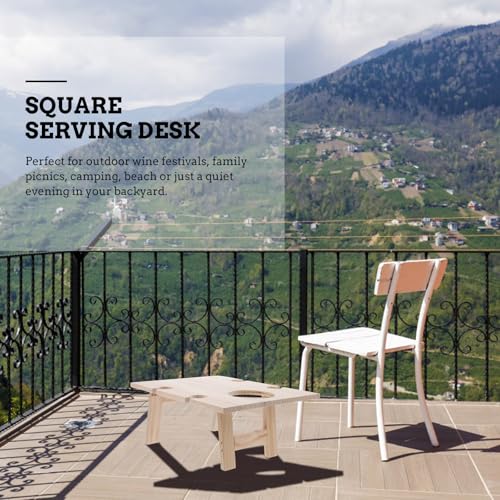 Portable Foldable Outdoor Picnic Table Wooden Square Wine Serving Desk 30x24 Inch Mini Table for Lawn Beach Camping