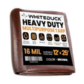 WHITEDUCK Super Heavy Duty Poly Tarp Cover 16 Mil & 10 Mil with Grommets and Reinforced Edges (Brown, White & Silver Black) (Brown- 16 Mil, 12' x 25') - color: Brown- 16 Mil, size: 12' x 25'