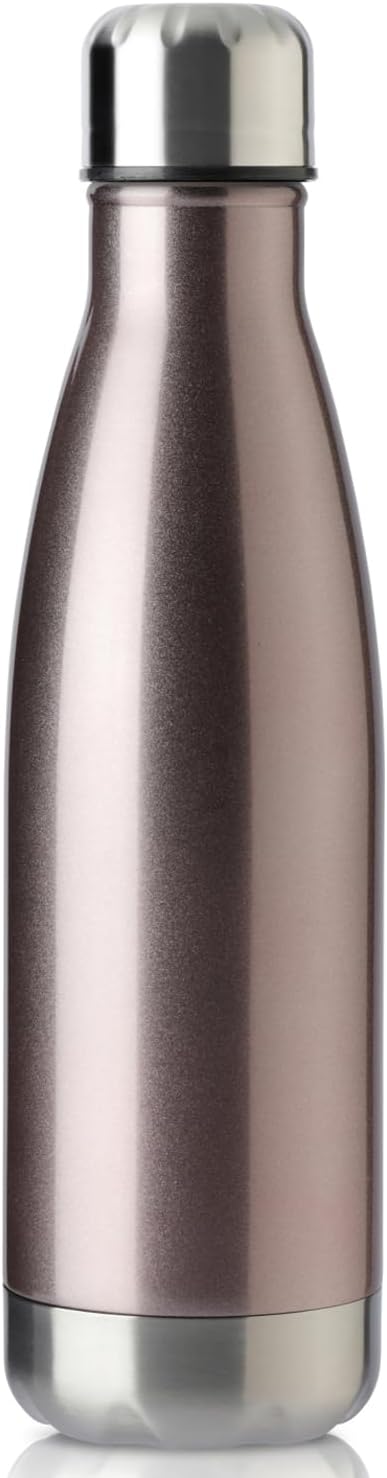 MEWAY 17oz Sport Water Bottle Vacuum Insulated Stainless Steel Leak-Proof Double Wall Cola Shape Water Bottle,Keep Drinks Hot & Cold(Rose Gold,1 Pack)