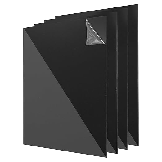 uxcell 4Pcs Acrylic Sheets 8x8 Inch Acrylic Panel 1/8 Inch-3mm Plastic Board for Picture Frames Sign Holders DIY Display Projects Craft, Clear Black