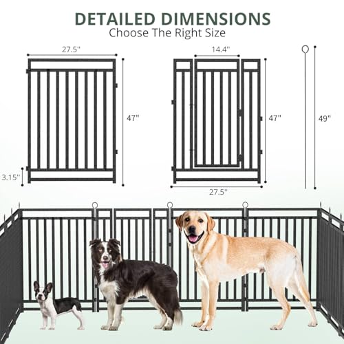 Dog Fence Outdoor Indoor, 47" Inch Height 40 Panels Dog Playpen for Large/Medium/Small Dogs Metal Dog Pen for Yard Camping and RV | Black-Silver - size: 47"Height, style: 40 Panels