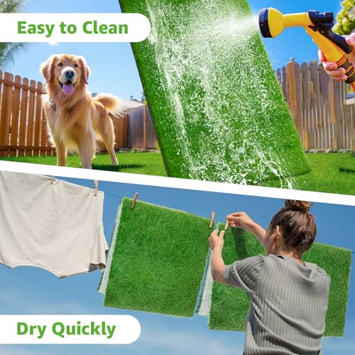 Artificial Dog Grass Pee Pad 18.75"x15" 2 Pack, Washable Indoor Potty Training Replacement Turf for Puppy, Reusable Realistic Grass Mat for Dogs - size: 18.75"x15"