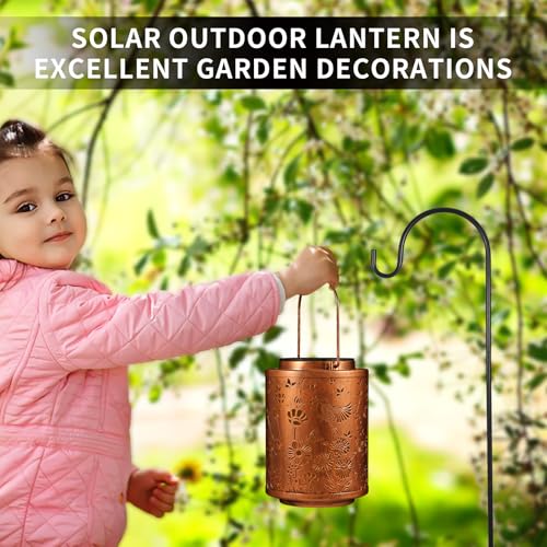 Solar Lanterns Garden Decor Birthday Gifts for Women Mon Grandma Metal Hanging Solar Lights Waterproof Outdoor Decoration for Outside LED Lanterns for Yard Patio Lawn (Birds) - style: Birds