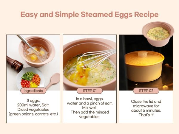 Microwave Silicone Steamer for Baby Food, Made In Korea, Oven & Dishwasher Safe to 482°F, Easy Clean, Microwave Pot with Handle & Lid, 100% Food Grade Steamer Bowl (Creme Brulee, 19oz (550ml))