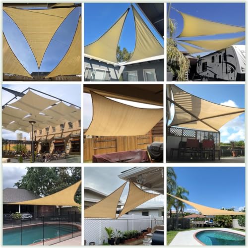 Sun Shade Sail Sand Yellow Rectangle 10FTx13FT Permeable Garden Canopy for Outdoor Patio Backyard and Deck Sun Protection Fabric with Fade and Tear Resistance - size: Rectangle-10FTx13FT