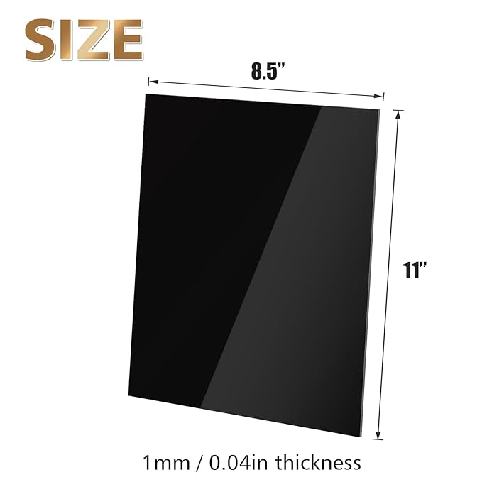Egofine 8.5" x 11" Black Plexiglass Sheets 20 Pack 0.04 Inch Cast Acrylic Sheet Thick for DIY Craft Projects, Painting, Photography, Sign, Display Stand, Home Decor, Easy to Cut