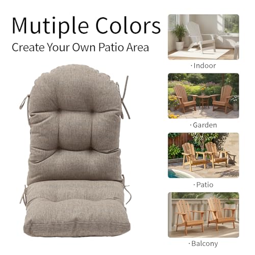QILLOWAY Outdoor High Back Chair Cushion for Adirondack, All Weather Rocking Chair Cushions Thick Padded Replacement for Patio Furniture,Grey - color: Grey