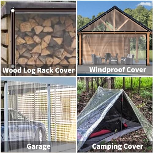 Waterproof Cover Clear Tarps 4x8 FT, Clear Tarp for Deck Porch Patio Canopy Outdoor Camping Ground Garden Furniture Cars Covers, PVC Heavy Duty Tarpaulin, with 10 Marbles Bundle and 1 Rolls Ropes - size: 4x8 FT
