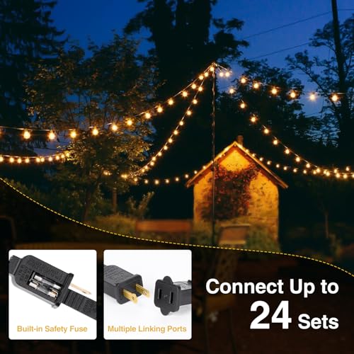 ZJOJO 200FT Outdoor String Lights, G40 Globe Outdoor Lights with 60 Shatterproof LED Bulbs 2700K, IP65 Waterproof Patio Light String Lights for Outside Backyard Porch Party - size: 200FT-60