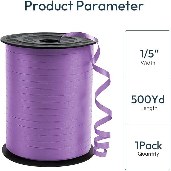 KMER LIFE Premium Light Purple Curling Ribbon, 1/5" Wide x 500 Yards Christmas Curling Ribbons for Gift Wrapping, Party Decoration, Balloon String, Ribbons for Florist Flower (1 Roll)