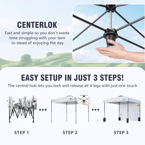 8X8 Pop Up Canopy Tent,Removable Pockets Sidewall for Extra Storage,Easy Up Canopy,Heavy Duty One Person Set Up Event Tent,White - style: 8X8 FT
