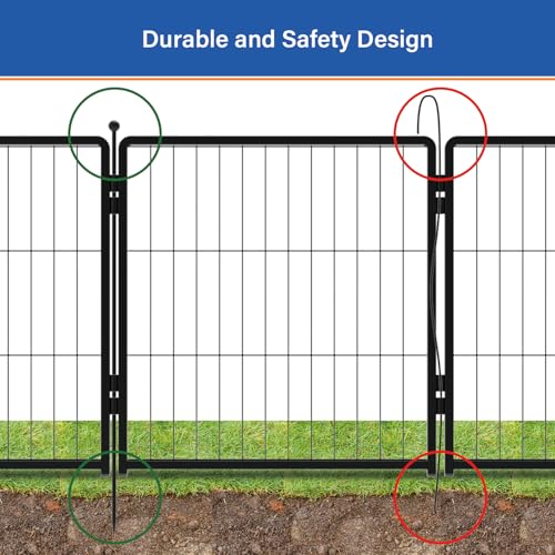 Dog Playpen 36 inch 4 Panels for Indoor & Outdoor Use – Heavy-Duty Metal Pet Fence with Ground Stakes, Rounded Ball Tops for Safety, Stable & Foldable Design, Easy to Assemble - size: 36inch, style: 4 Panels