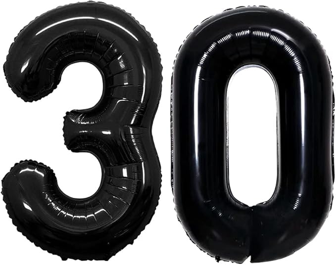 GOER Number 30 Balloons for 30th Birthday Party Decorations,42 Inch Jumbo Foil Helium Balloons for 30th Anniversary (Black)