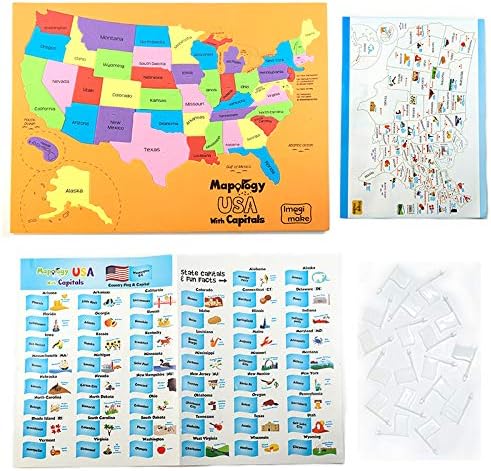 Imagimake Mapology USA & World Map Puzzle with Flags, Capitals, Stickers | Educational Toys for Ages 5-7 | Jigsaw Puzzles for Kids Ages 8-10 | Geography Toys for Ages 8-13 | 6 Year Old Boy/Girl Gifts