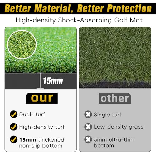 Dual-Turf Golf Mat 31mm: 6x4ft/5X5ft Extra Large Golf Hitting Mats Practice Outdoor Indoor, High-Density Artificial Turf Matt for Garage Simulator Chipping Driving Training, Ideal Gifts for Men Dad - style: 5’X4‘ Large-31mm