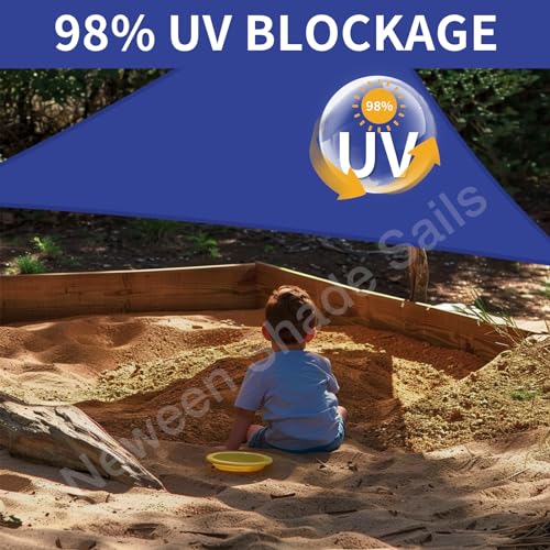 Neween Triangle Sun Shade Sail, 9' x 9' x 9', Waterproof Blue Color with 98% UV Block - color: Blue, size: 9'10'' x 9'10'' x 9'10''