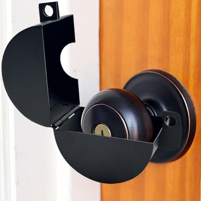 Door Knob Lockout Device with Password Lock and Key Lock Prevents Operating The Knob Cover to Disable Faucet Valve Spigot Dementia Door Locks for Elderly (Silver)