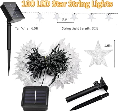 Twinkle Solar Star String Lights Outdoor Waterproof Fairy Lights 39FT 100 LED with 8 Lighting Modes for Camping Garden Wedding Party Tree Holidays Backyard Patio (Purple) - color: Purple