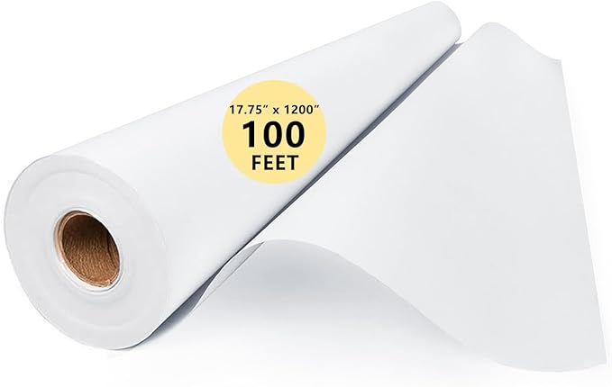 Art Paper Roll for Crafts, Drawing & Painting, 17.75"x1200" (100') White Gift Wrapping Craft Kraft Bulletin Board Poster Banner Coloring Paper, Kids Art Supplies, Wedding Floral Supplies 80GSM 55LB