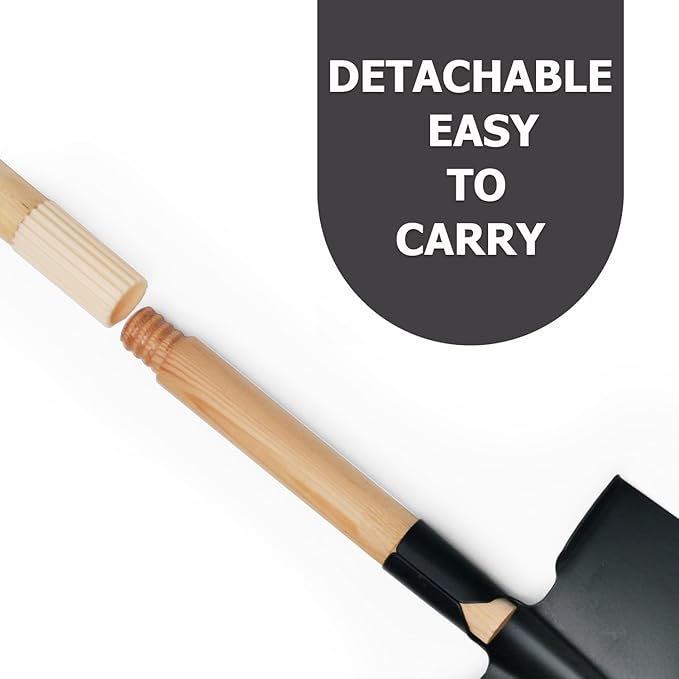 7PCS Kids Gardening Tools, Long Shovel, Rake for Leaves, Spade, Hoe, Steel Heads & Real Wood Handle, Yard Tools for Children Toddlers Gifts