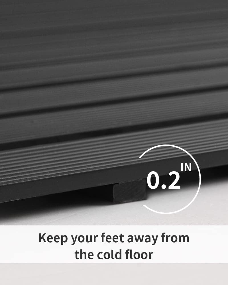 Shower-Mat Non Slip, PADOOR Heavy Duty Bathtub-Mat Curlable Quick Drain Sturdy Bath Tub Mat Without Suction Cups for Indoor Outdoor Use 17x36 Inch Black