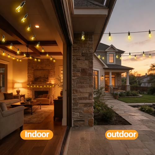 Solar Lights Outdoor Patio Lights: S14 25M 82FT Solar Powered Remote Control 3 Light Modes Dimmable Solar Waterproof Light - Shatterproof Bulbs - Camping Backyard Garden Deck Outside Yard - style: 82FT-Remote