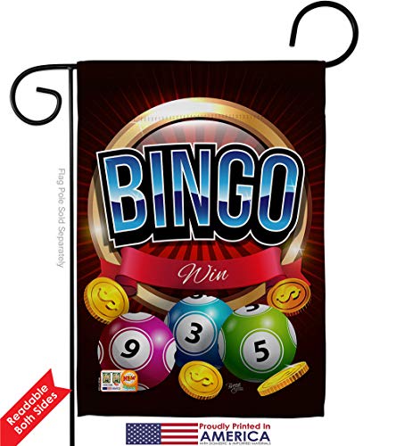 Breeze Decor Bingo Win Garden Flag Set Wall Hanger Interests Game Bunco Night Dice Poker Hobbies Leisure Activity Small Decorative Gift Yard House Banner Double-Sided Made in USA 13 X 18.5 - size: Garden Flag Set 13"x 18.5" w/ Wall Hanger