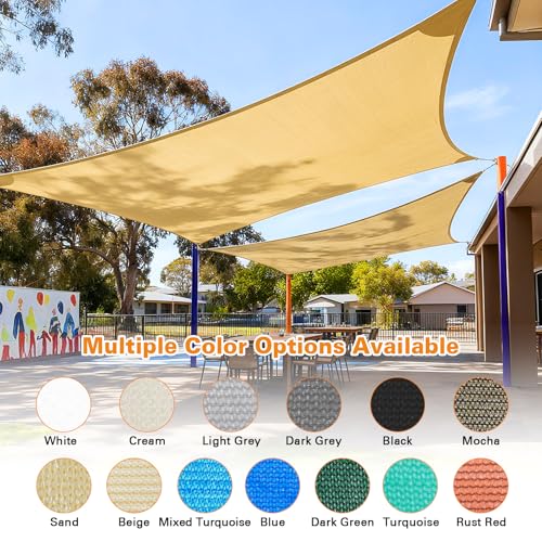 Artpuch Sun Shade Sail, 10'X14' Sand Rectangle Curved Edged Sun Shade, Commercial Grade 185GSM HDPE UV Permeable Outdoor Shade Cloth for Deck, Backyard, Patio (Custom Sizes Made)