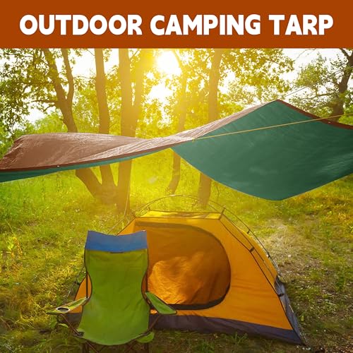 Tarp 10x12 ft 100% Waterproof 7mil Durable Grommets and Reinforced Edges,Uv Resistant,Green/Brown Tarp,Emergency Rain Shelter,Outdoor Cover and Camping Use -by MVPNET - size: 10x12