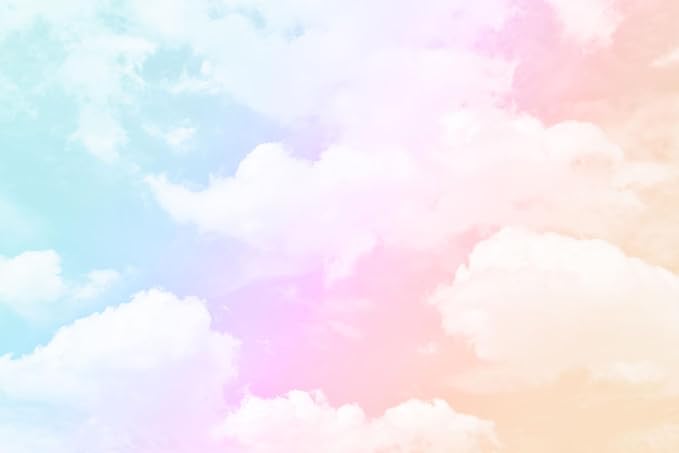 Rainbow Cloud Wallpaper for Kids Room Ceiling Sky Wall Mural for Girls Room Living Room Bedroom Dining Room Basement(Not Self-Adhesive)