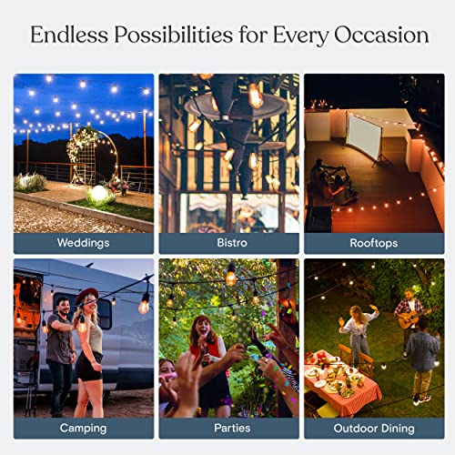 Brightech Ambience Pro Solar Powered Outdoor String Lights - Commercial Grade Patio Lights with 27 Ft Edison Bulbs - Shatterproof LED Solar String Lights - 1W LED, Warm White Light - style: Bright (1W) Manual Control 27 FT