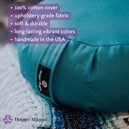 Hugger Mugger Zafu Meditation Cushion - Support in Cross-Legged Sitting, Buckwheat Filled, Durable Fabric, Convenient Handle, Handmade in USA - color: Poppy