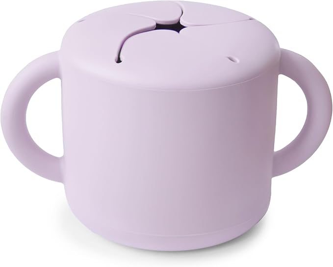 mushie Silicone Snack Cup | Spill Proof Food Container for Toddler and Baby (Soft Lilac)