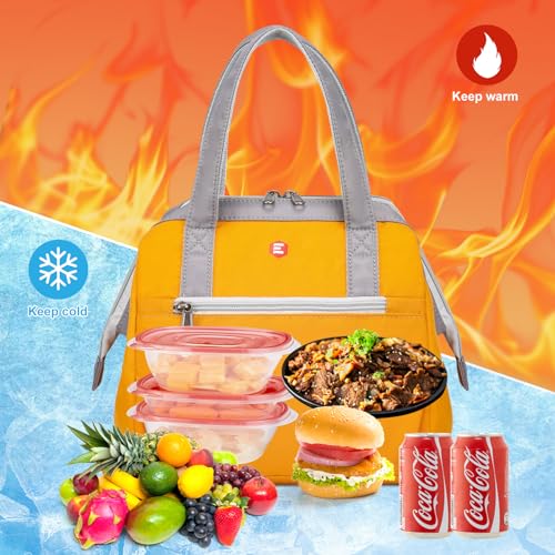 ETidy Fashionable & Lightweight Reusable Lunch Bag Large Capacity Waterproof & Leak Proof Lunch Box Insulated Cooler Lunch Tote For Women Adult To Work Travel Outdoor(Black) - color: Black