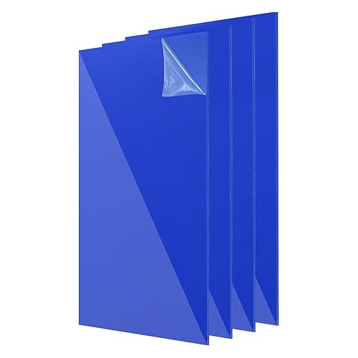 uxcell 4Pcs Acrylic Sheets 12x6 Inch Acrylic Panel 1/8 Inch-3mm Plastic Board for Picture Frames Sign Holders DIY Display Projects Craft, Clear Blue