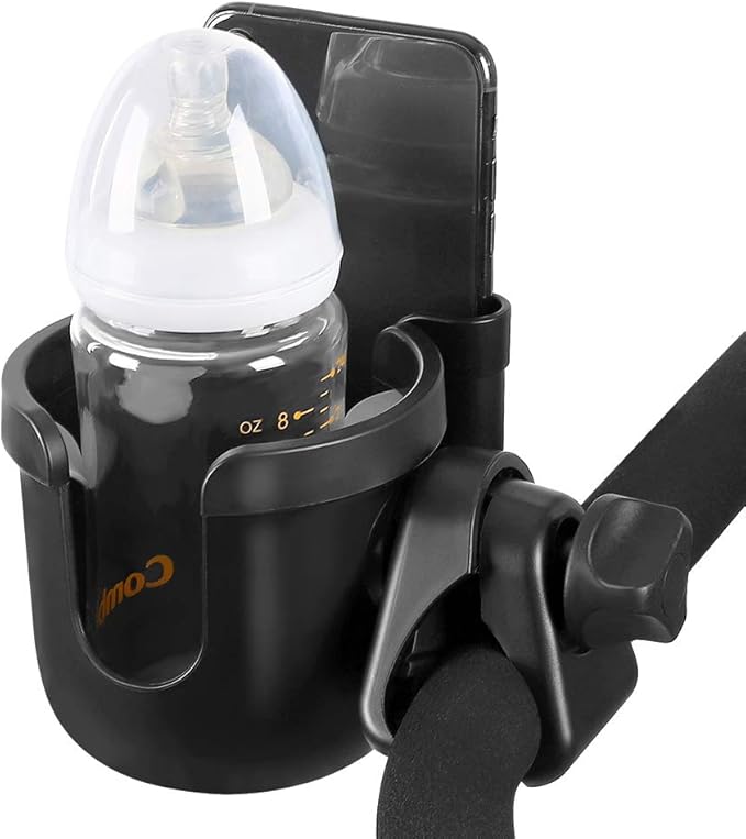 Accmor Stroller Cup Holder with Phone Holder, Bike Cup Holder, Universal Cup Holder for Uppababy Nuna Doona Strollers, 2-in-1 Cup Phone Holder for Stroller, Bike, Wheelchair, Walker, Scooter