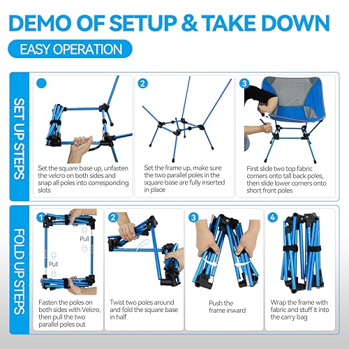 MARCHWAY Ultralight Folding Camping Chair, Heavy Duty Portable Compact for Outdoor Camp, Travel, Beach, Picnic, Festival, Hiking, Lightweight Backpacking (Bright Blue) - color: Bright Blue