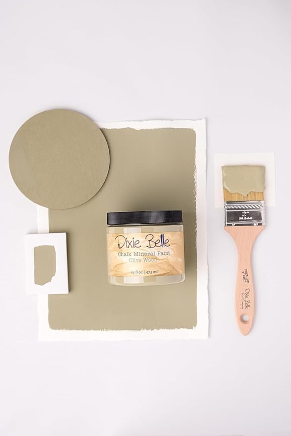 Dixie Belle Paint Company Chalk Finish Furniture Paint – Olive Wood (4oz) – Matte Chic Chalk Mineral DIY Furniture Paint