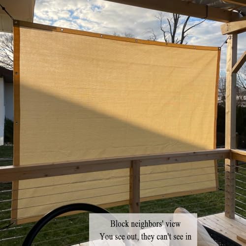 90% Beige Shade Cloth, 10x10FT Breathable Patio Sun Shade Screen with Grommets, Outdoor Sunshade Fabric for Deck, Porch, Backyard, Pergola, Balcony, Pool. - size: 10*10Ft