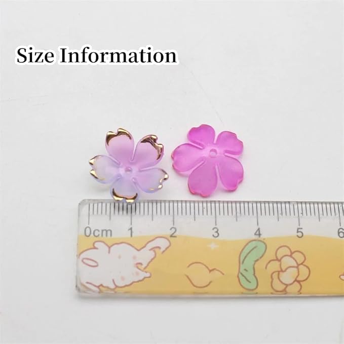 100pcs Acrylic Flower Beads, 19mm Cherry Blossom Plastic Gradient Flower Spacer Beads for DIY Crafts Bracelet Necklace Earrings Jewelry Making(Pink Yellow)
