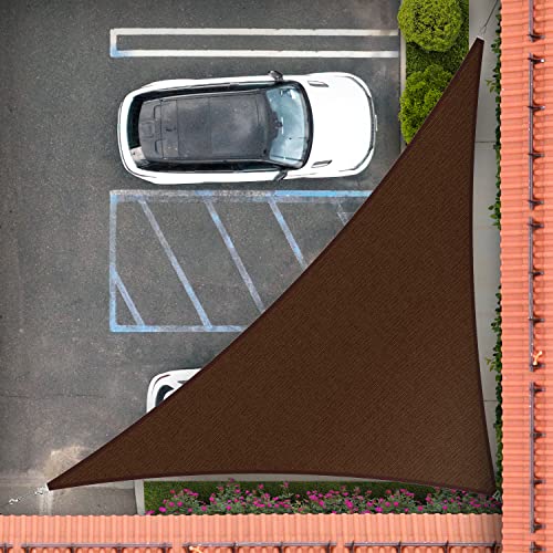 Royal Shade 10' x 10' x 14'Brown Triangle Sun Shade Sail Canopy Outdoor Patio Fabric Screen Awning RSTAPRT10 - UPF50+ 95% UV Blockage, Heavy Duty, Water & Air Permeable (We Make Custom Size) - color: Brown, size: 10' X 10' X 14'