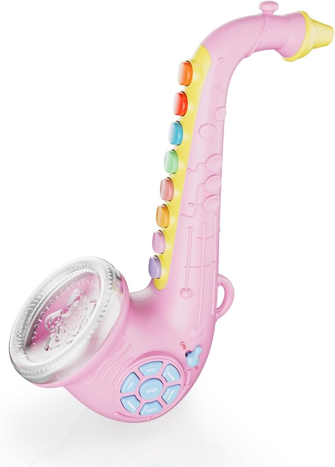 Contixo KT1 Toy Saxophone, Pink Digital Saxaboom, Trumpet, Clarinet with Light & Sound, Early Education Musical Instrument Gift for Toddlers Kids Girls Boys