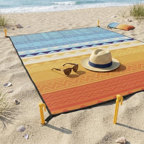 Large Beach Blanket Sandproof Waterproof 70.8" X 86.6"for Quick Drying Outdoor Picnic Mat for Beach - color: D01
