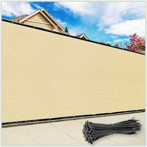 ColourTree 8' x 10' Beige Fence Screen Privacy Screen - Commercial Grade 170 GSM - Heavy Duty - 3 Years Warranty - Cable Zip Ties Included - color: Beige, size: 8' x 10'