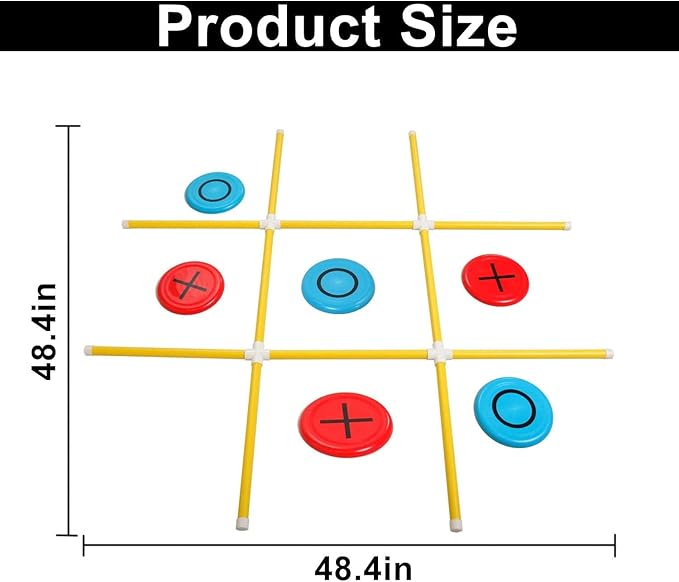 Giant Tic Tac Toe Game, Premium Portable PVC Framed Yard Toss Game, Large Outdoor Indoor Tic Tac Toe Game for Adults and Kids(4ft x 4ft)