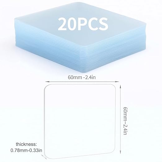 20PCS Premium Double Sided Mounting Squares Clear Tape,Heavy Duty Adhesive Pads for Pictures,Poster Hanging Strips - Strong Sticky Tack,Waterproof Adhesive for Shower,Wall Patch,Sticky Pads