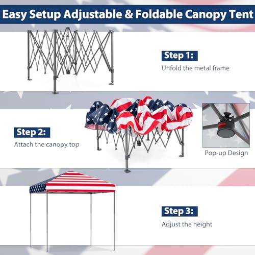 Goplus Pop-Up Canopy Tent, 8.2' x 8.2' Instant Folding Shelter w/Carry Bag, Easy Setup Sun-Proof Commercial Event Tent, Portable Outdoor Sun Shade for Party Yard Beach Garden