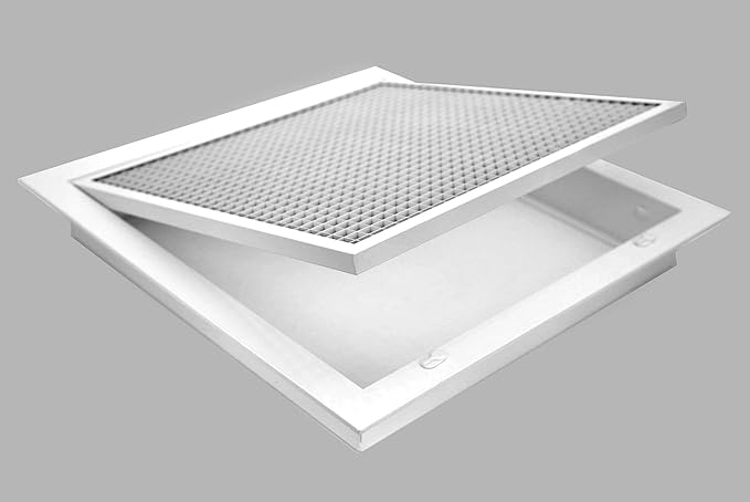 HVAC Premium 14'' x 36'' Cube Core Eggcrate Return Air Filter Grille for 1'' Filter - Aluminum - White [Outer Dimensions: 16.5'' x 38.5]