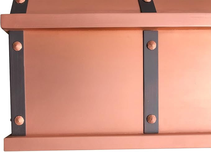 CT Copper Tailor Sloped Copper Vent Hood Island Mount,54'' W,27''H,1260 CFM Exhaust Fan,Stainless Steel Vent,LED Light,Dishwasher-Safe Baffle Filters,VH8TR1